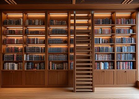Wall-to-wall bespoke library shelving