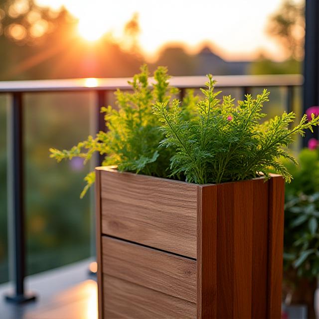 Artisanal wooden vertical garden stand